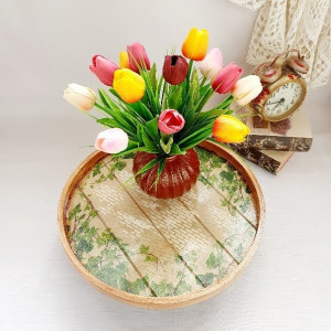 Aranjament floral din lalele de silicon  (cod 1474) 3002