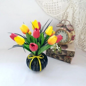 Aranjament floral din lalele de silicon (cod 1640)1