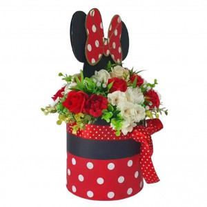 Aranjament floral in cutie "Minnie"- (cod 2050)poza 4
