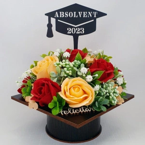 Aranjament floral "Toca"- grena/somon(cod 1878)