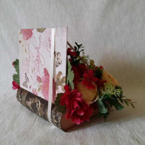 Aranjament flori artificiale-cutie tip carte (cod 1036) - Img 3