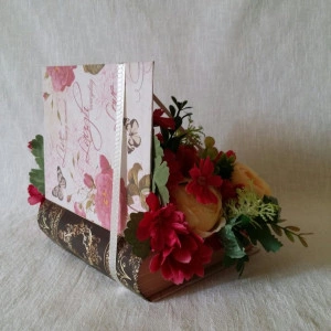 Aranjament flori artificiale-cutie tip carte (cod 1036) - Img 3