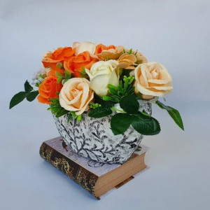 Aranjament flori de sapun-orange, somon, alb (cod 1190) 7