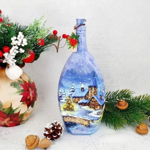 Cadouri de Craciun- Sticla handmade (cod 1713)