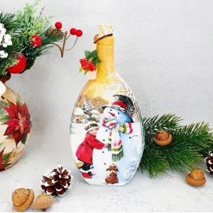 Cadouri de Craciun- Sticla handmade (cod 1715)