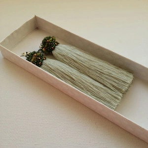 Cercei ciucure din fir de matase -verde deschis - Img 2