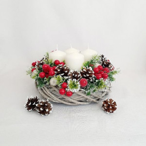 Coronita de Advent - merisoare rosii (cod 1528) 6