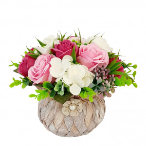 Cos rustic cu flori de sapun (cod 1850)poza1