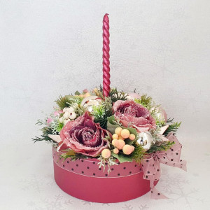 Decoratiune de Craciun in cutie de carton- "Burgundy"" (cod 1757)6