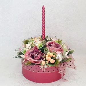 Decoratiune de Craciun in cutie de carton- "Burgundy"" (cod 1757)6