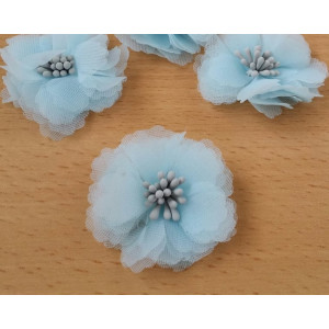 Flori din material textil pentru bijuterii-albastru deschis 1