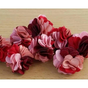 Flori din material textil-roz/rosu - Img 3