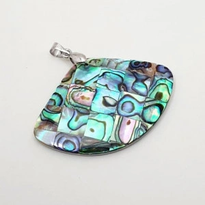 Pandantiv Paua Abalone Shell, evantai, 30*44 mm 2