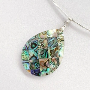 Pandantiv Paua Abalone Shell, lacrima, 30*40 mm