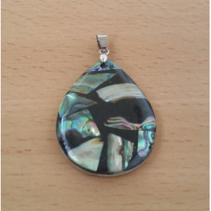 Pandantiv Paua Abalone Shell, lacrima, 31x40 mm - Img 2