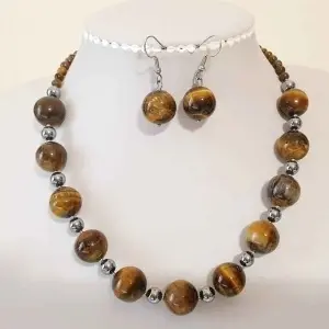 Set din margele de ochi de tigru si hematite (cod 213)