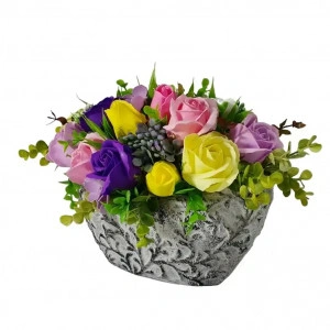Aranjament 8 Martie-vas ceramic barcuta (cod 2046) poza3