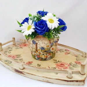 Aranjament de 8 Martie-vas ceramic decorat manual (cod 1844)5