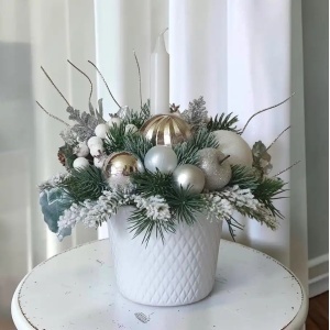 Aranjament de Craciun - vas ceramic romburi (cod 2399)