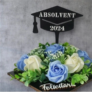 Aranjament floral "Absolvent 2024"-albastru/alb (cod 2074)