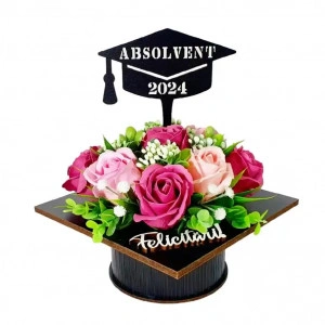 Aranjament floral "Absolvent 2024"- roz (cod 2057)