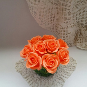 aranjament floral din trandafiri de sapun somon 2