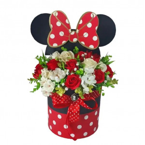 Aranjament floral in cutie "Minnie"- (cod 2050)poza 5