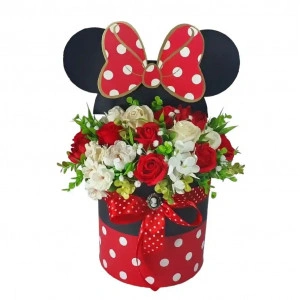 Aranjament floral in cutie "Minnie"- (cod 2050)poza 5