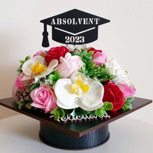 Aranjament floral Toca Absolvent- roz/crem (cod 1890)