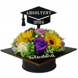 Aranjament floral "Toca"- mov/galben (cod 2062)