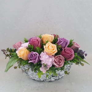 Aranjament flori de sapun-"Roses"-barcuta (cod 1300) 6