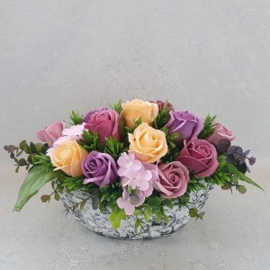Aranjament flori de sapun-"Roses"-barcuta (cod 1300) 6