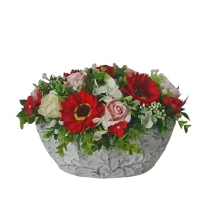 Aranjament flori de sapun-vas ceramic barcuta (cod 2243)poza12