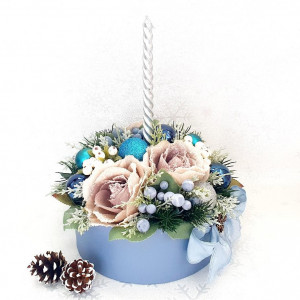 Decoratiune de Craciun in cutie de carton- "Blue" (cod 1756)