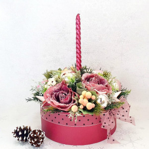 Decoratiune de Craciun in cutie de carton- "Burgundy"" (cod 1757)