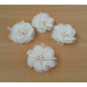 Flori din material textil pentru bijuterii-alb 1
