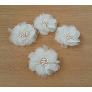 Flori din material textil pentru bijuterii-alb