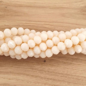 Margele de sticla, rondel , alb-laptos mat ,6x4 mm -10 buc