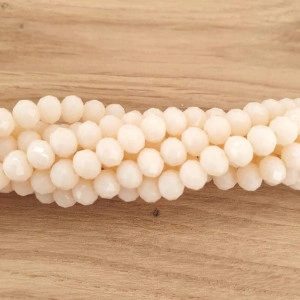 Margele de sticla, rondel , alb-laptos mat ,6x4 mm -10 buc