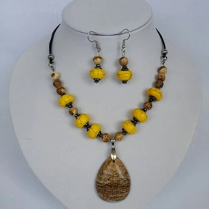 Set din margele de howlite abacus, jasper picture si pandantiv jasper