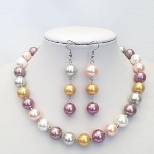 Set din perle stil Mallorca, 6 culori, si accesorii din otel inoxidabil (cod 135)