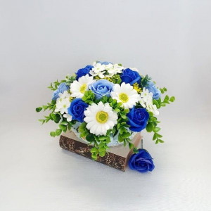 Aranjament din flori de sapun "Blue and White" (cod 1461) 7502