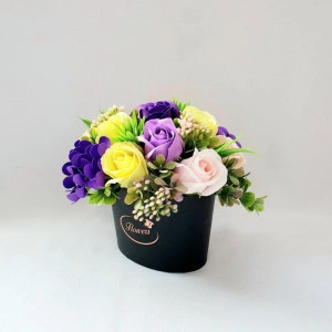 poza aranjament floral-cutie ovala 15814