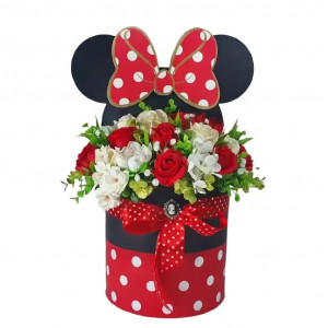 Aranjament floral in cutie "Minnie"- (cod 2050)poza 6