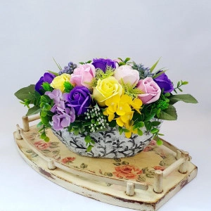 Aranjament floral in vas de beton "Barcuta"-(cod 1829)4