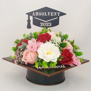 Aranjament floral "Toca"- grena/crem (cod 1874)