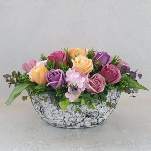 Aranjament flori de sapun-"Roses"-barcuta (cod 1300) 7