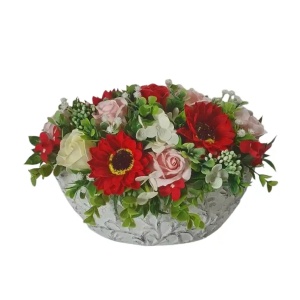 Aranjament flori de sapun-vas ceramic barcuta (cod 2243)poza13
