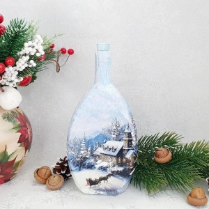 Cadouri de Craciun- Sticla handmade (cod 1724)