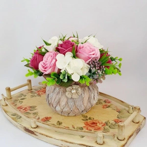 Cos rustic cu flori de sapun (cod 1847)